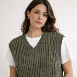 Classic GAP Sweater Vest XL 100% Cotton Money Green Cottagecore Academia Preppy